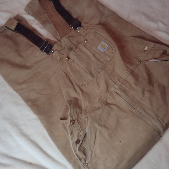 Carhartt Pants Vintage Carhartt Mens 42x34 R2 Brn Bib Overalls